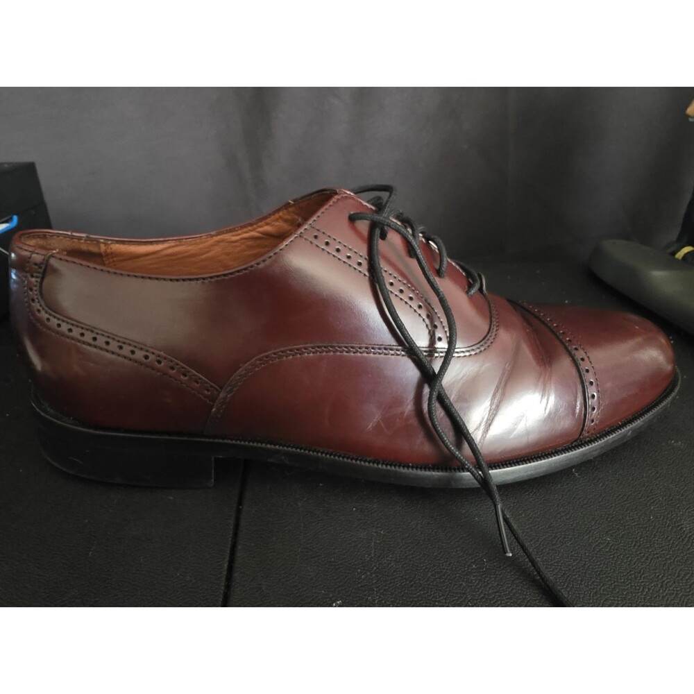 Bostonian Classics Men's Burgundy Leather Cap Toe Oxford Dress Shoes 9.5M - Picture 8 of 11